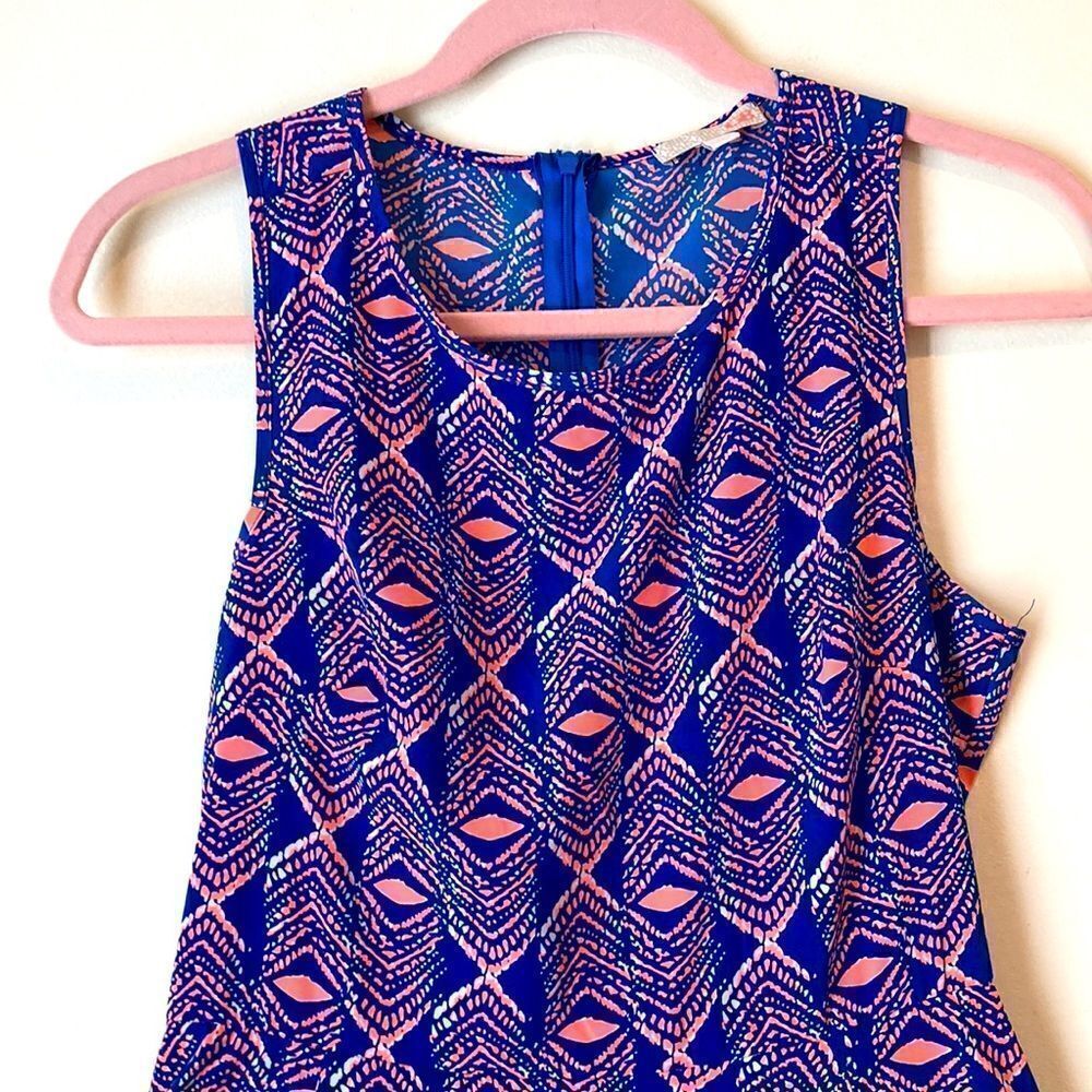 GIANNI BINI Sleeveless Blue Coral Zipper Dress Size Large - Picture 2 of 5